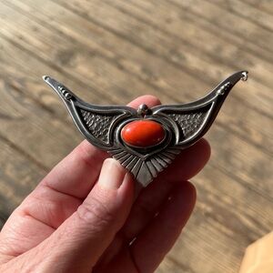 Vintage Sterling Silver & Coral pendant